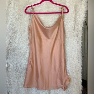 Peach Satin Slip Dress